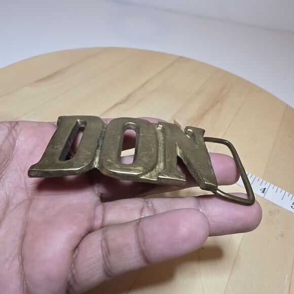 Vintage Aminco 1970s Solid Brass Name "DON" Belt Buckle Made In Taiwan #133 - Picture 2 of 12